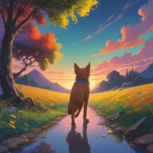 A heartwarming scene of a person encountering a friendly dog during a leisurely walk, capturing the joy and connection of the moment, surrounded by a beautiful park setting with blooming flowers and sunlight filtering through the trees, a sense of companionship and happiness, vibrant colors, emotional expressions, 4k