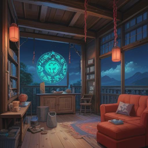 A mystical scene depicting the appearance of the 三つ巴 (Mitsu-domoe) symbol, surrounded by ethereal light, spiritual energy swirling around, individuals observing in awe, nature elements harmonizing, a sense of enlightenment and caution, soft yet vibrant colors, serene atmosphere, 4k