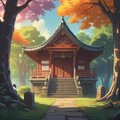 Spiritual significance of the first-day shrine visit, serene temple setting, peaceful early morning atmosphere, soft sunlight filtering through trees, individuals in traditional attire offering prayers, subtle aura of positive energy, symbols of good fortune, harmonious nature surroundings, tranquil reflection, 4k