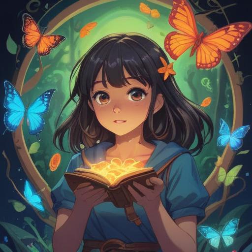 A soulful illustration depicting a person receiving a wallet, vibrant energy aura, symbolic elements like butterflies and coins, soft glowing light, serene facial expression, surrounding nature symbols, hints of intuition and wisdom, colorful spiritual motifs, 4k
