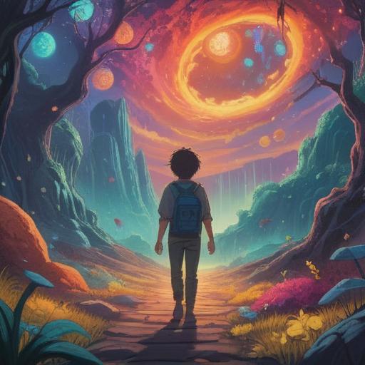 A surreal dreamscape featuring a person searching for a lost wallet, symbolic representations of spirituality surrounding them, ethereal light illuminating the scene, small luminescent orbs signifying positive signs, a serene expression on the person's face, lush dreamlike background, gentle color palette, 4k