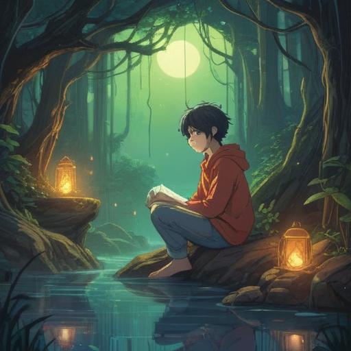 A serene scene depicting a person reflecting on their experiences, surrounded by gentle light illuminating their thoughts, a symbolic representation of growth and transformation, flowing waters symbolizing healing, soft clouds above indicating spiritual guidance, ethereal energy emanating from the subject, vibrant nature in the background representing new beginnings, uplifting atmosphere, 4k