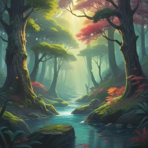 A serene and mystical landscape, ethereal light filtering through ancient trees, symbols of spiritual signs subtly integrated into nature, gentle flowing river reflecting celestial patterns, soft wildlife presence indicating guidance, calming color palette, inviting atmosphere, harmonious connection between nature and spirituality, 4k