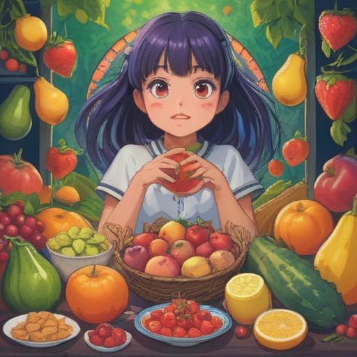 A vibrant and informative illustration depicting healthy foods for acne improvement, colorful fruits and vegetables, clear labels highlighting nutrients, engaging layout, diverse food items such as berries, leafy greens, and nuts, warm kitchen setting, educational and inviting atmosphere, 4k