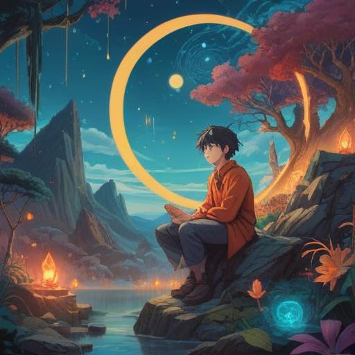 A contemplative scene depicting a man in a serene environment, experiencing discomfort on his left side, surrounded by ethereal symbols representing spiritual signs, soft light illuminating his expression of introspection, a balance of nature and spirituality, calming colors, 4k