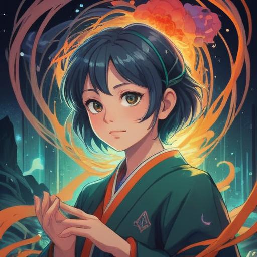 A serene illustration depicting spiritual healing, focus on the left ear area, symbolic representations of energy flow, calming colors, ethereal light, nature elements surrounding the character, a meditative atmosphere, connection to inner self, mystical aura, 4k