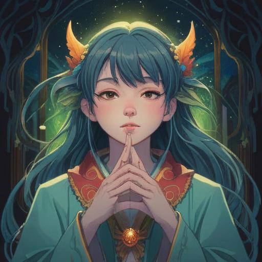 A serene and mystical scene depicting a person gently touching their left ear, soft ethereal glow surrounding them, symbolism of intuition and spiritual awakening, lush nature in the background, vibrant colors, peaceful ambiance, a hint of cosmic energy, 4k