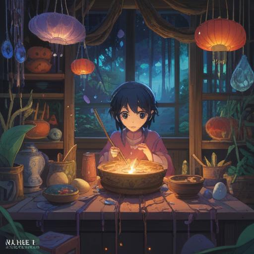 A serene and calming composition, spiritual items for daily use, gentle light emanating from crystals, a collection of incense sticks, a soothing tea set, delicate plants in the background, harmonious color palette, peaceful atmosphere, balanced composition, mindfulness practices, 4k