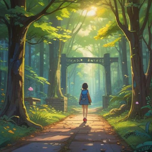 A serene moment in everyday life, capturing small signs of good fortune, a gentle morning scene, sunlight filtering through trees, a person noticing a blooming flower, birds singing, an open book on a park bench, peaceful atmosphere, vibrant colors, nature's details, joyful expression, 4k