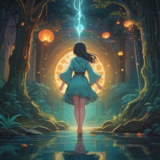 A serene illustration depicting the left side of a person's body illuminated with gentle light, symbols of healing and balance around them, ethereal background with soft clouds and vibrant colors, a sense of spiritual awakening and positive energy, harmonious elements like plants and flowing water, 4k