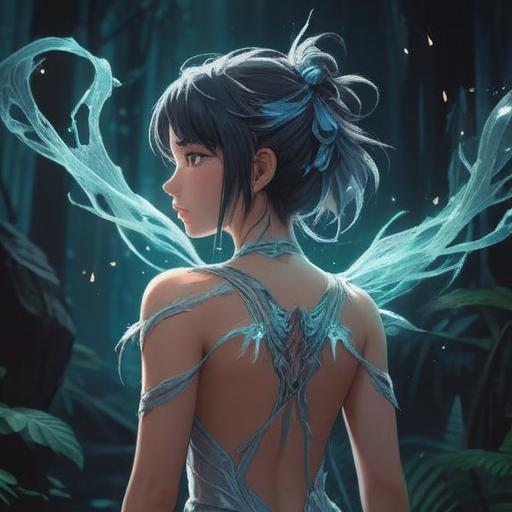 A serene and mystical illustration depicting the left shoulder blade area glowing with soft, ethereal light, surrounded by gentle wisps of energy, symbolizing spiritual awakening and healing, lush nature in the background, warm tones evoking tranquility, mystical symbols blending with the scene, inviting atmosphere, 4k