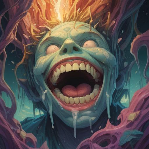 A mystical illustration depicting a person's teeth, focusing on the upper left molar, glowing with spiritual energy, surrounded by soft ethereal light, symbols representing positive signs and good fortune, a serene and tranquil atmosphere, nature elements interwoven with the dental scene, warm colors, 4k