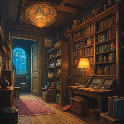 A captivating scene showcasing antique treasures, intricate details of vintage items, atmospheric lighting highlighting their charm, a sense of discovery and nostalgia, a cozy antique shop filled with unique artifacts, warm colors, inviting ambiance, various antiques on display, 4k