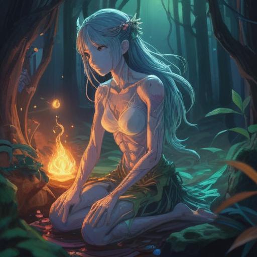 A mystical illustration depicting the spiritual meaning of left-sided lower back pain, ethereal elements surrounding the spine, soft glow emanating from the affected area, symbolic representations of energy flow and healing, serene nature backdrop, calming colors, gentle waves of light, harmonious atmosphere, 4k