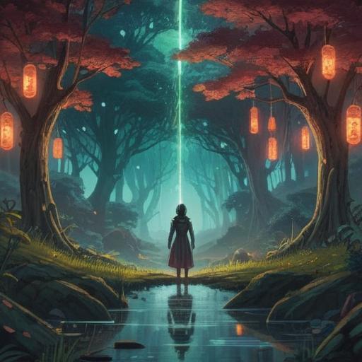A serene and mystical landscape representing the spiritual meaning of lumbar disc herniation, soft glowing lights, a meditative figure in a peaceful pose, surrounded by flowing energy, symbolic elements of healing and balance, gentle colors blending harmoniously, ethereal atmosphere, nature's tranquility, 4k