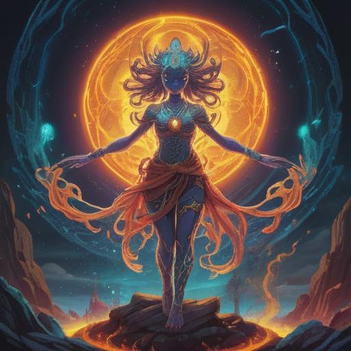 A mystical illustration depicting a bent figure representing the spiritual sign of caution, ethereal light surrounding the figure, symbolic elements like chakras and energy flows, serene forest backdrop, gentle hues, conveying wisdom and introspection, captivating atmosphere, 4k