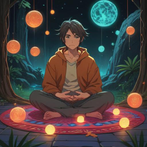 A serene and contemplative scene depicting a person sitting cross-legged on a meditation mat, surrounded by soft, glowing orbs representing spiritual signs, lush green plants symbolizing healing energy, a gentle light filtering through large windows, a peaceful ambiance of mindfulness and reflection, subtle hints of chakra colors in the orbs, emphasizing the connection between physical pain and spiritual awareness, tranquil and uplifting atmosphere, 4k