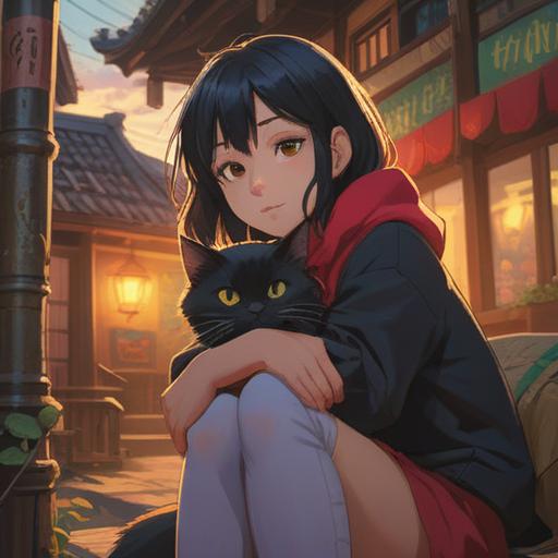 A charming scene featuring a black cat lovingly nestled against a person's leg, symbolizing good luck, warm sunlight filtering through a cozy room, details of a quaint setting with lucky charms scattered around, a sense of companionship and joy, heartwarming atmosphere, soft focus, 4k