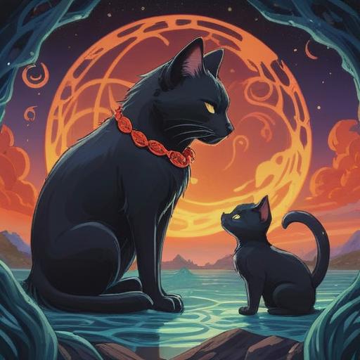 A black cat appearing during love matters, spiritual signs and symbolism, mysterious atmosphere, couple experiencing a pivotal moment, supernatural aura, emotional expressions, twilight setting, destiny and fate intertwined, 4k