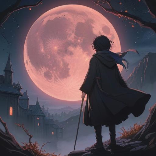 A mysterious and introspective scene, a person dressed in black clothing standing under a full moon, surrounded by ethereal shadows, observing faint glowing symbols in the air, a sense of spiritual awareness, hints of caution reflected in their posture, soft whispers of the night breeze, an aura of enigmatic energy, a dark forest backdrop, capturing the essence of spiritual signs, 4k